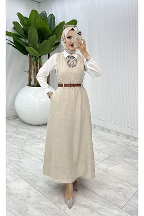 لباس حجاب بژ زنانه اورسایز Moda Alkoç - کد 938397121