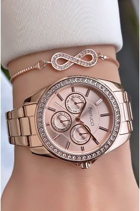 ساعت مچی صورتی زنانه 36-40 میلی متر Ferrucci - کد 785267187