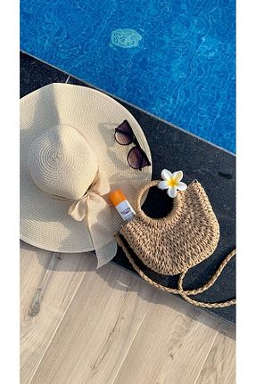 کیف دوشی خاکی زنانه حصیر WOMANBAG - کد 844278297
