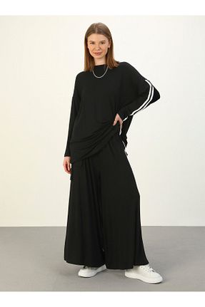 ست بالاتنه و پائین تنه حجاب مشکی زنانه رگولار Refka - کد 141981062