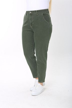 شلوار سایز بزرگ خاکی زنانه پنبه ای CEDY DENIM - کد 456647359