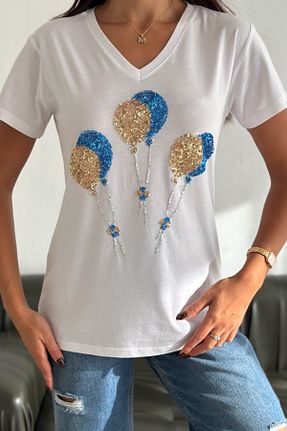 تیشرت سفید زنانه رگولار FEMELLE - کد 938437388