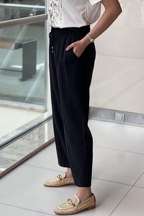 شلوار مشکی زنانه پنبه ای sentez giyim - کد 905785025