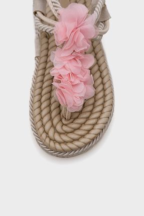 صندل بژ زنانه پاشنه تخت Capone Outfitters - کد 87940790