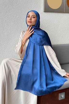 شال آبی زنانه ویسکون lamelif - کد 938453785