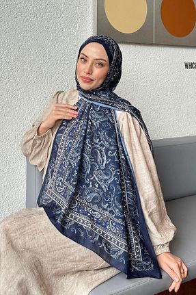 شال سرمه ای زنانه پنبه ای lamelif - کد 938453675