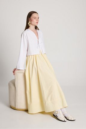 دامن زرد زنانه پنبه ای minaaise - کد 937463082