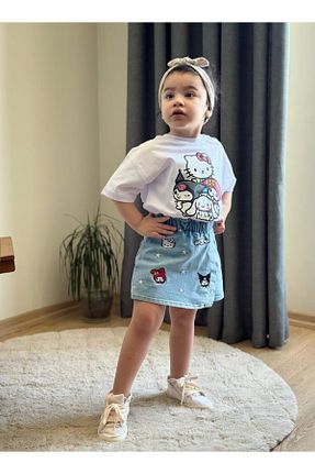 ست بالاتنه و پائین تنه سفید بچه گانه جین ALZEY GİYİM - کد 938808816