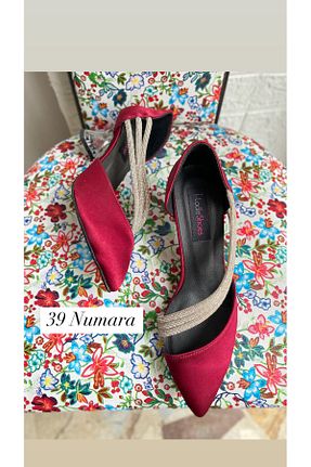 کفش استایلیتو زرشکی پاشنه نازک LADİESHOE - کد 938812943