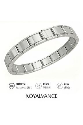 دستبند استیل (فولاد) طوسی مردانه استیل ضد زنگ RoyalVance - کد 921570595