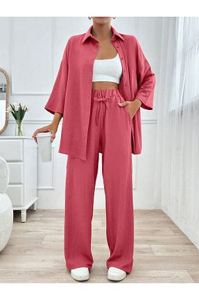 ست بالاتنه و پائین تنه صورتی زنانه بافت VHTMODA - کد 938509170