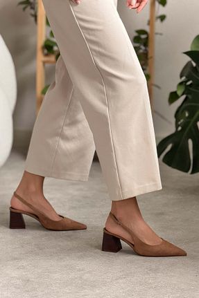 کفش پاشنه بلند کلاسیک نباتی زنانه جیر NİŞANTAŞI SHOES - کد 938166667