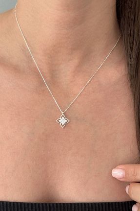 گردنبند نقره سفید زنانه 925 عیار cld - کد 938670002