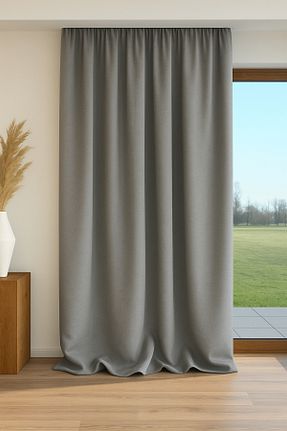 پرده زمینه طوسی کتان Miabella Home - کد 814590214