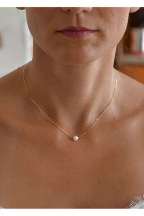 گردنبند مروارید زرد مروارید اقیانوس LİNOVE JEWELLERY - کد 731755064