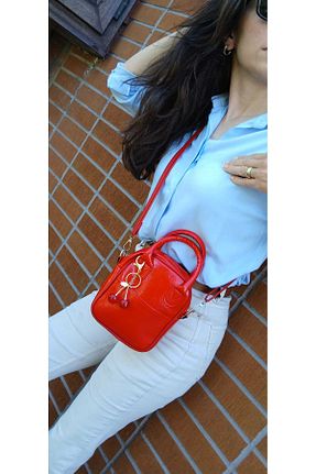 کیف دوشی قرمز زنانه چرم مصنوعی ÇANTA - کد 939012794