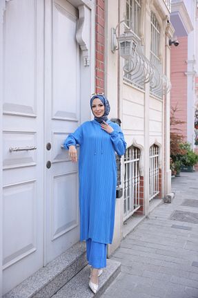 ست بالاتنه و پائین تنه حجاب سرمه ای زنانه رگولار KADEEM - کد 824010745