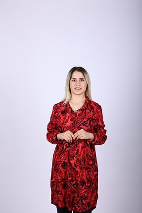 تونیک حجاب قرمز زنانه ویسکون MODA - کد 939008642