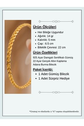 دستبند نقره زرد زنانه 925 عیار OSMANLI GÜMÜŞ - کد 839614133