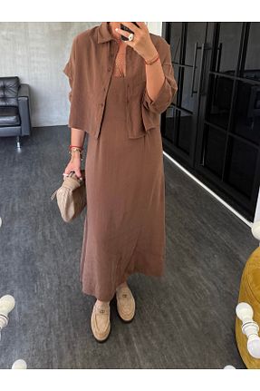 ست بالاتنه و پائین تنه قهوه ای زنانه بافتنی youlike butik - کد 938787887