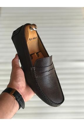 کفش لوفر قهوه ای مردانه چرم خالص Zegeshoes - کد 939013806