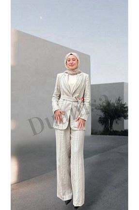ست بالاتنه و پائین تنه حجاب خاکی زنانه Relaxed qupra - کد 938789994