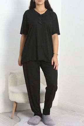 ست لباس راحتی سایز بزرگ سرمه ای زنانه طرح دار Lukitus - کد 806459721