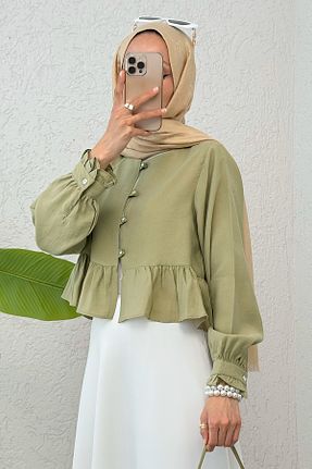 پیراهن حجاب خاکی زنانه رگولار Salih Çelebi - کد 938815555
