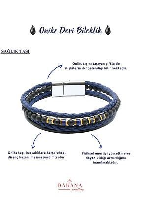 دستبند جواهر سرمه ای مردانه سنگ طبیعی DAKANA JEWELLERY - کد 938665604