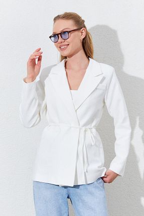 کت بلیزر سفید زنانه کتان Tena - کد 938837963