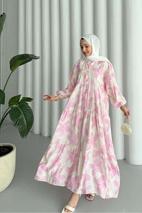 لباس حجاب صورتی زنانه اورسایز feiruz - کد 938849401