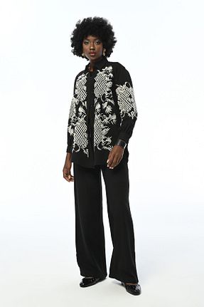 پیراهن مشکی زنانه اورسایز Orfeo Negro - کد 798386939