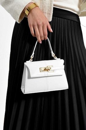 کیف دوشی سفید زنانه چرم مصنوعی Çanta Trend - کد 938877318