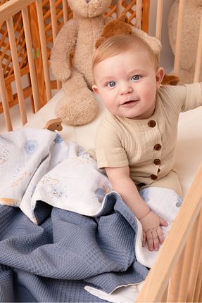 پتوی کودک و نوزاد آبی پنبه ای MİLNA BABY&KİDS - کد 738805580