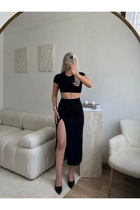 ست بالاتنه و پائین تنه مشکی زنانه بافتنی Zora Butik - کد 938916940