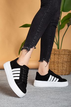 کفش اسنیکر مشکی زنانه بند دار MY GROSS SHOES - کد 938929312