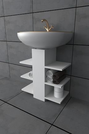 ست کمد حمام سفید Caria Cabinet - کد 933913311