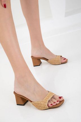 کفش پاشنه بلند کلاسیک خاکی زنانه چرم مصنوعی SOHO - کد 934260630