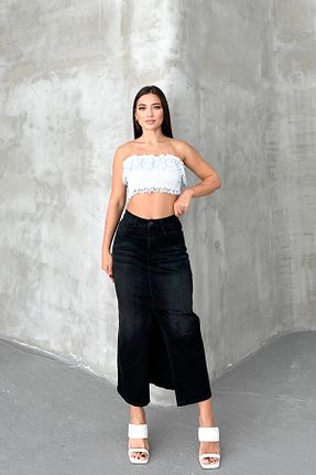 دامن مشکی زنانه جین HLT JEANS - کد 931506204