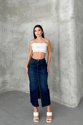 دامن آبی زنانه جین HLT JEANS - کد 931505373