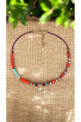 گردنبند استیل ( فولاد ) نارنجی زنانه استیل ضد زنگ Bensei Takı Dükkanı - کد 927095907