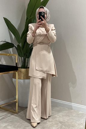 ست بالاتنه و پائین تنه بژ زنانه بافتنی senna - کد 844187470