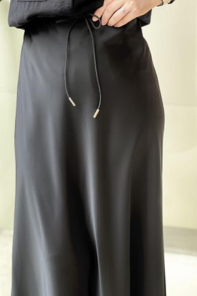 دامن مشکی زنانه ساتن sentez giyim - کد 921573418