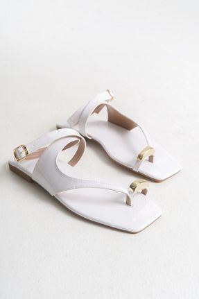 صندل سفید زنانه پاشنه تخت Shoesers - کد 937458881