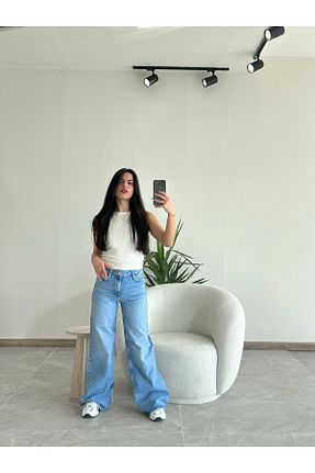 شلوار جین آبی زنانه پاچه گشاد Kyra Studios - کد 937458941