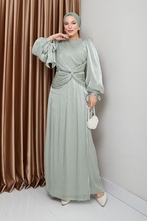 لباس مجلسی حجاب سرمه ای زنانه Boyundan Bağlamalı Olcay - کد 888159779
