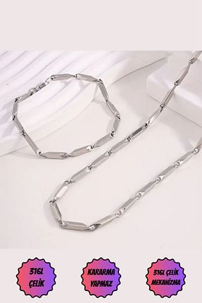 گردنبند استیل ( فولاد ) طوسی مردانه استیل (فولاد) Satürn Silver Kuyumculuk - کد 931469103