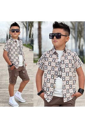 ست بالاتنه و پائین تنه قهوه ای بچه گانه بافتنی Amur - کد 937615098