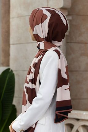 شال قهوه ای زنانه Medine İpeği Vissona - کد 641549744