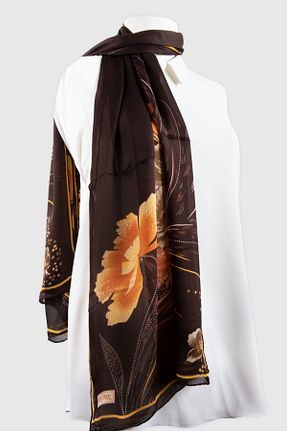دستمال گردن قهوه ای زنانه ابریشم NUR İPEK - کد 825407554